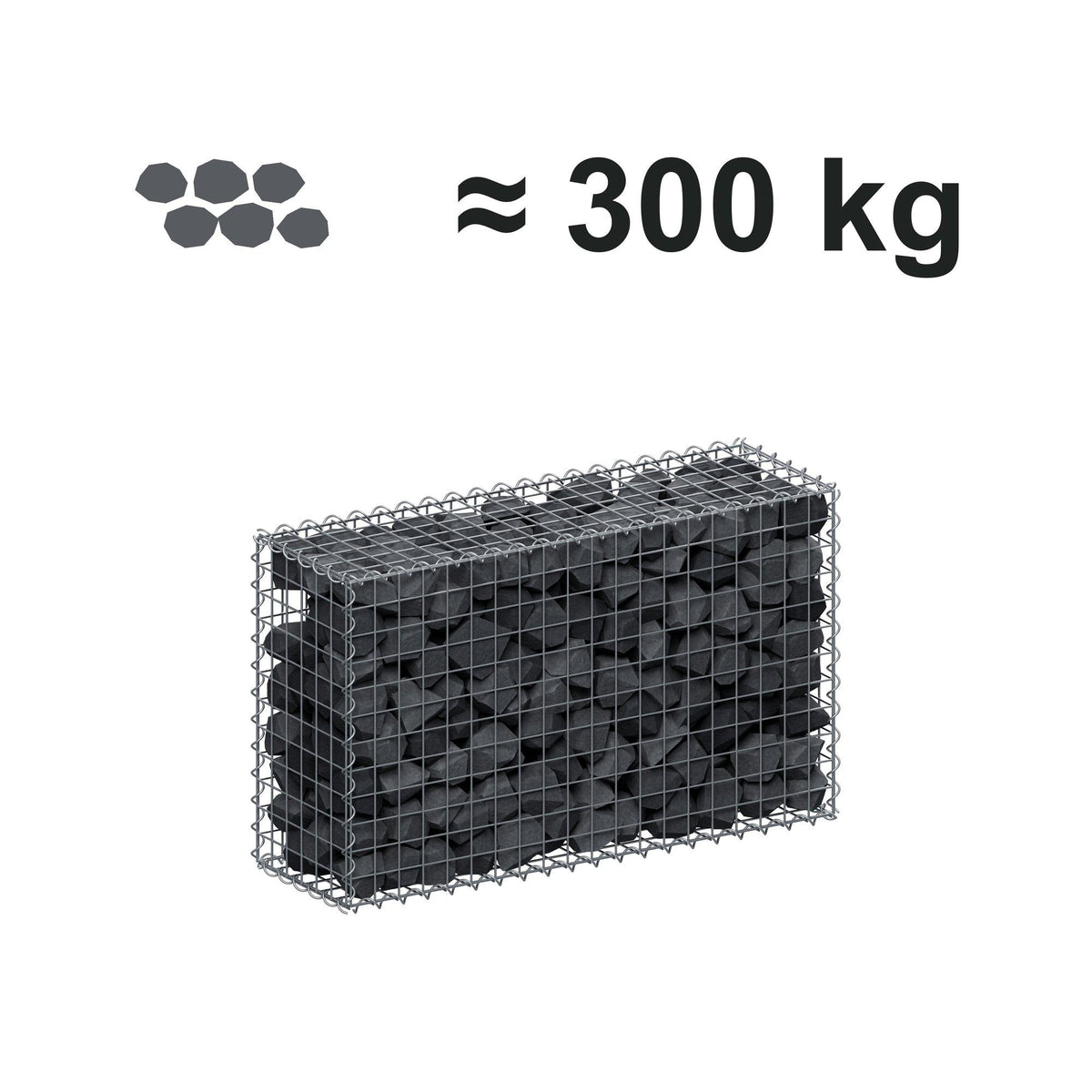 Schanskorf 100 cm x 60 cm x 30 cm (L x H x D), maaswijdte 5 cm x 5 cm, spiraal