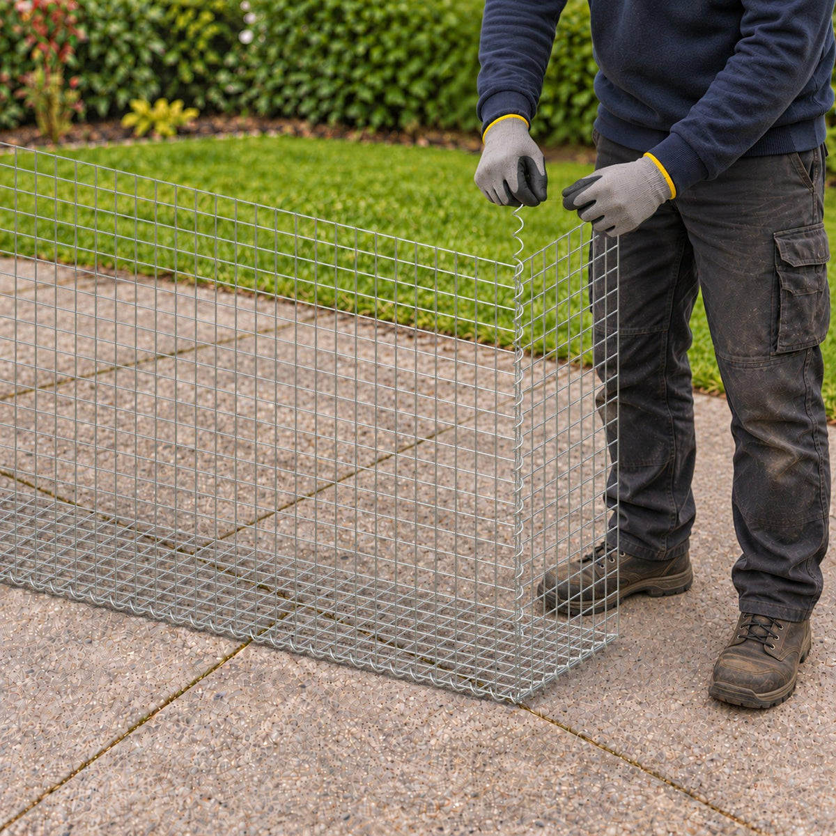 Gabion 200 cm x 100 cm x 40 cm (L x H x D), maskestørrelse 5 cm x 5 cm, spiral
