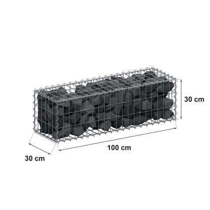 Gabbione 100 cm x 30 cm x 30 cm (L x H x P), maglia 5 cm x 10 cm, spirale