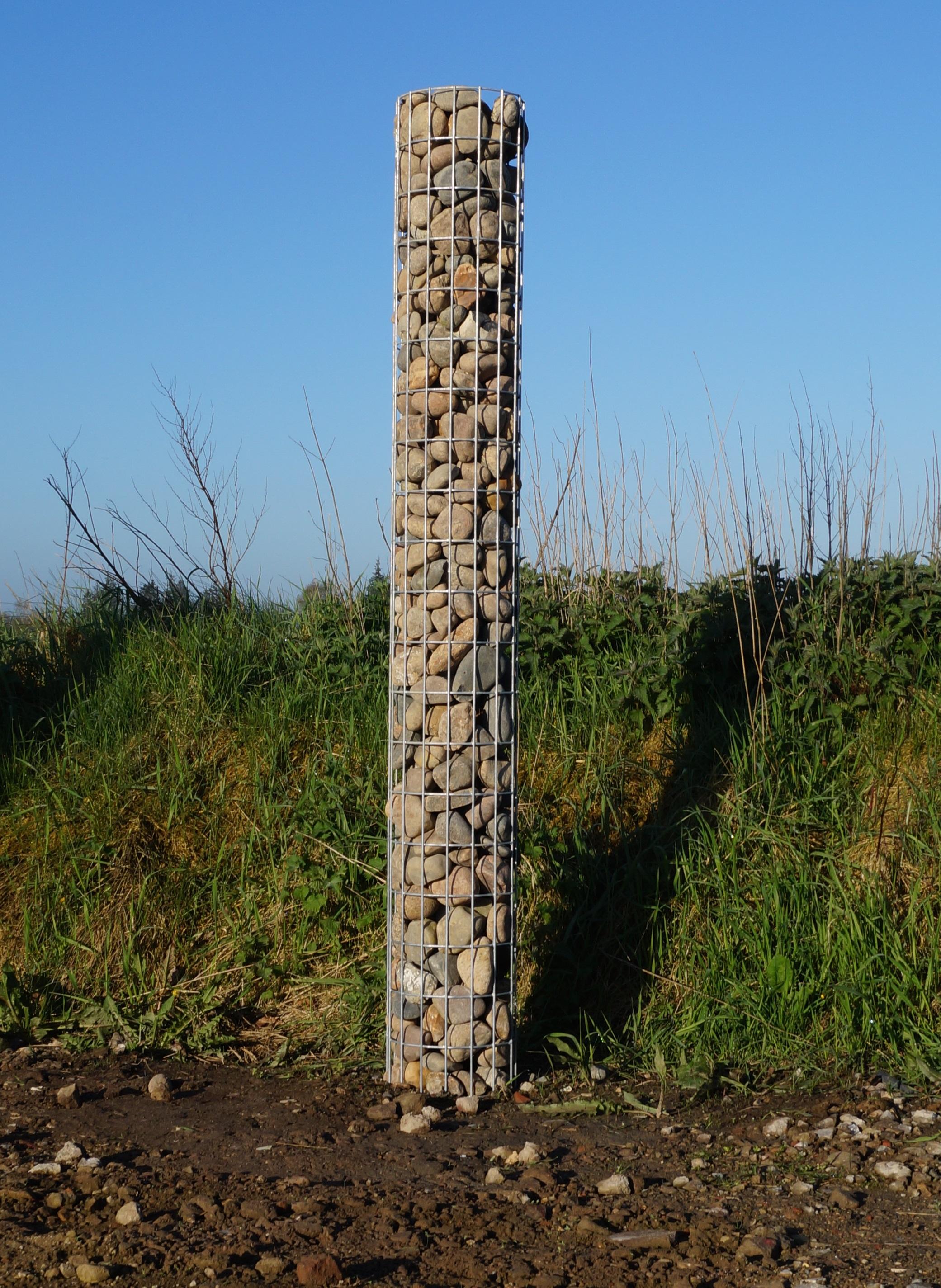 Gabionensäule rund feuerverzinkt, 27 cm Durchmesser, 200 cm Höhe, MW 5 cm x 10 cm