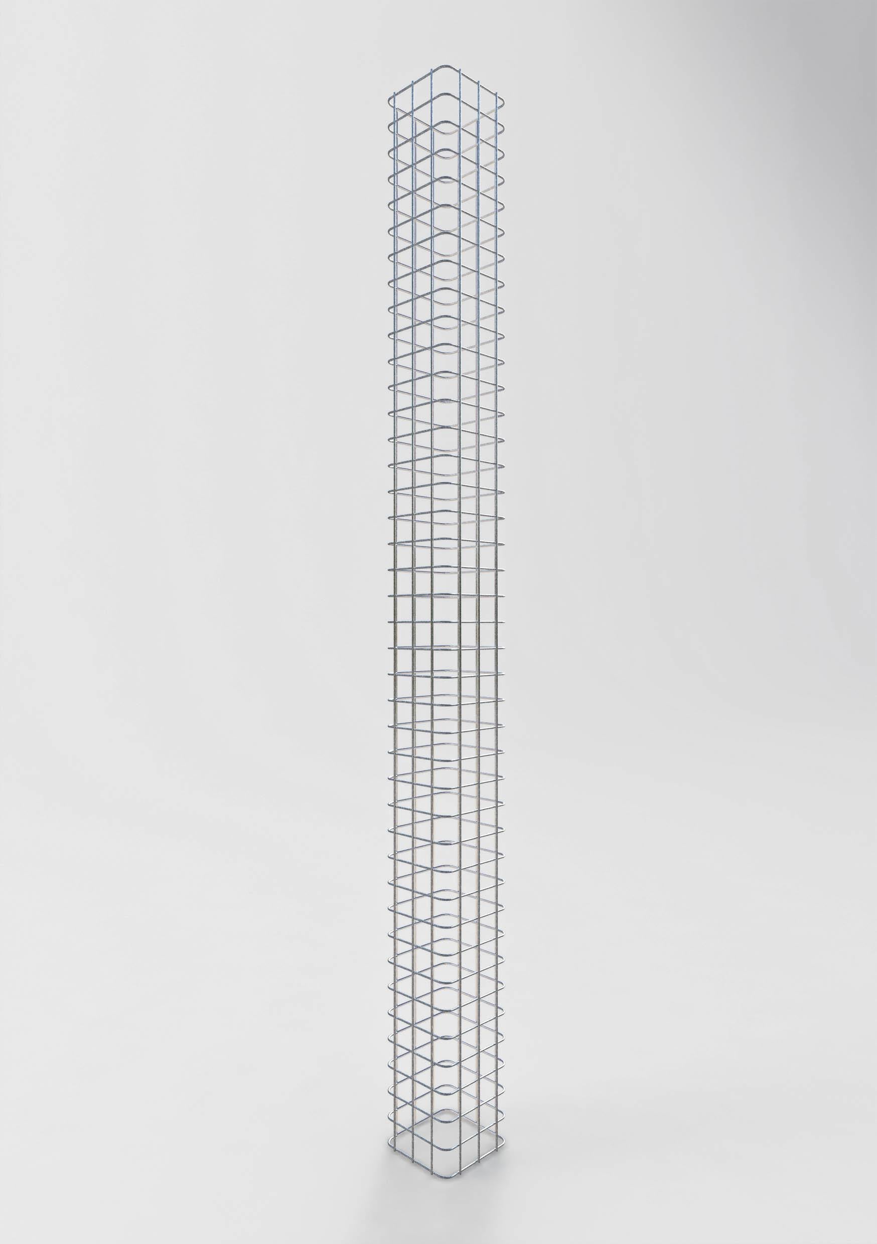 Colonna rettangolare in gabbione zincato a caldo, 17 cm x 17 cm, altezza 200 cm, MW 5 cm x 5 cm