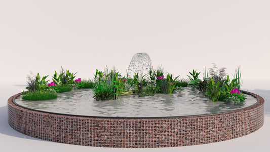 Gabionen Hochteich rund, Außendurchmesser 292 cm, Höhe 50 cm, Maschenweite 5 x 5 cm, Wandstärke 15 cm